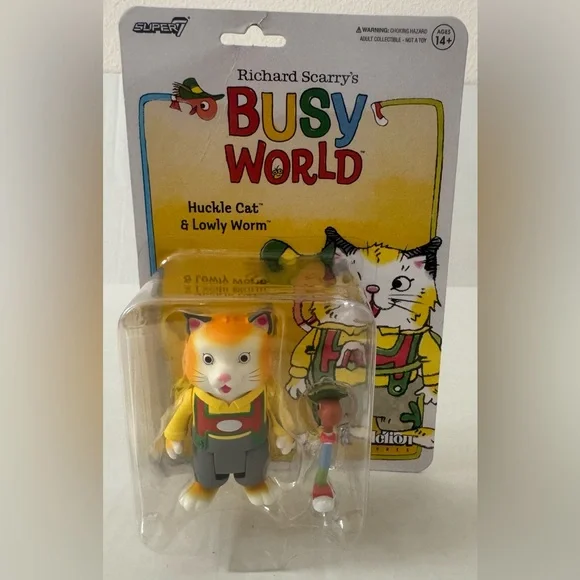 Super7 Richard Scarry's Busy World Huckle Cat & Lowly Worm ReAction Figure - Picture 8 of 9